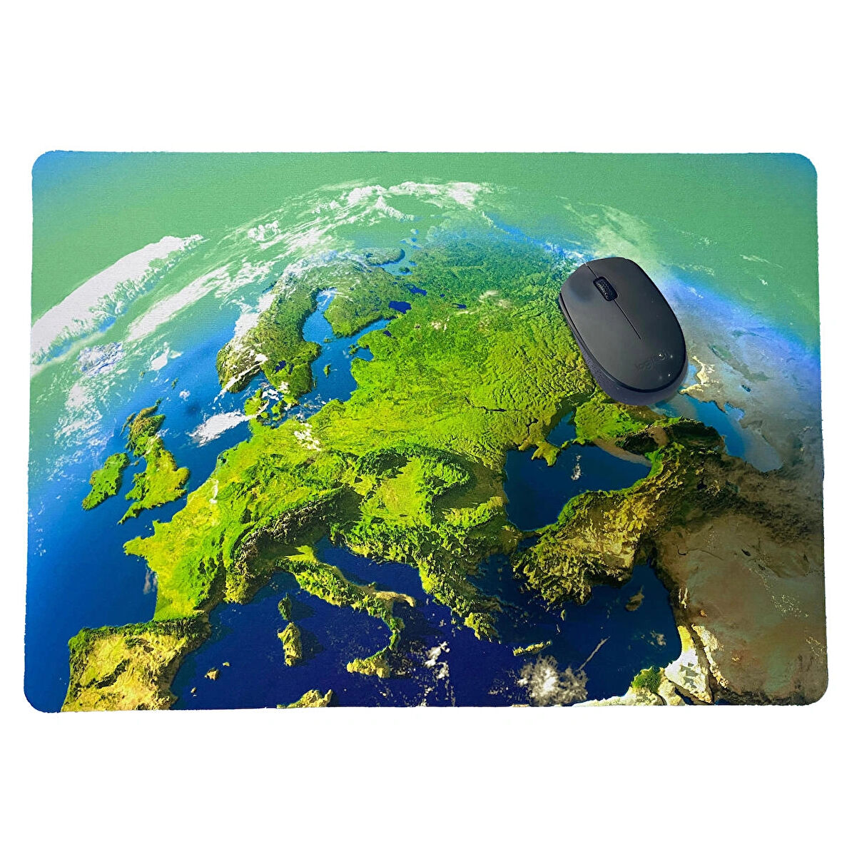 3D Avrupa Haritası Basklı Mouse Pad (28x40 cm )