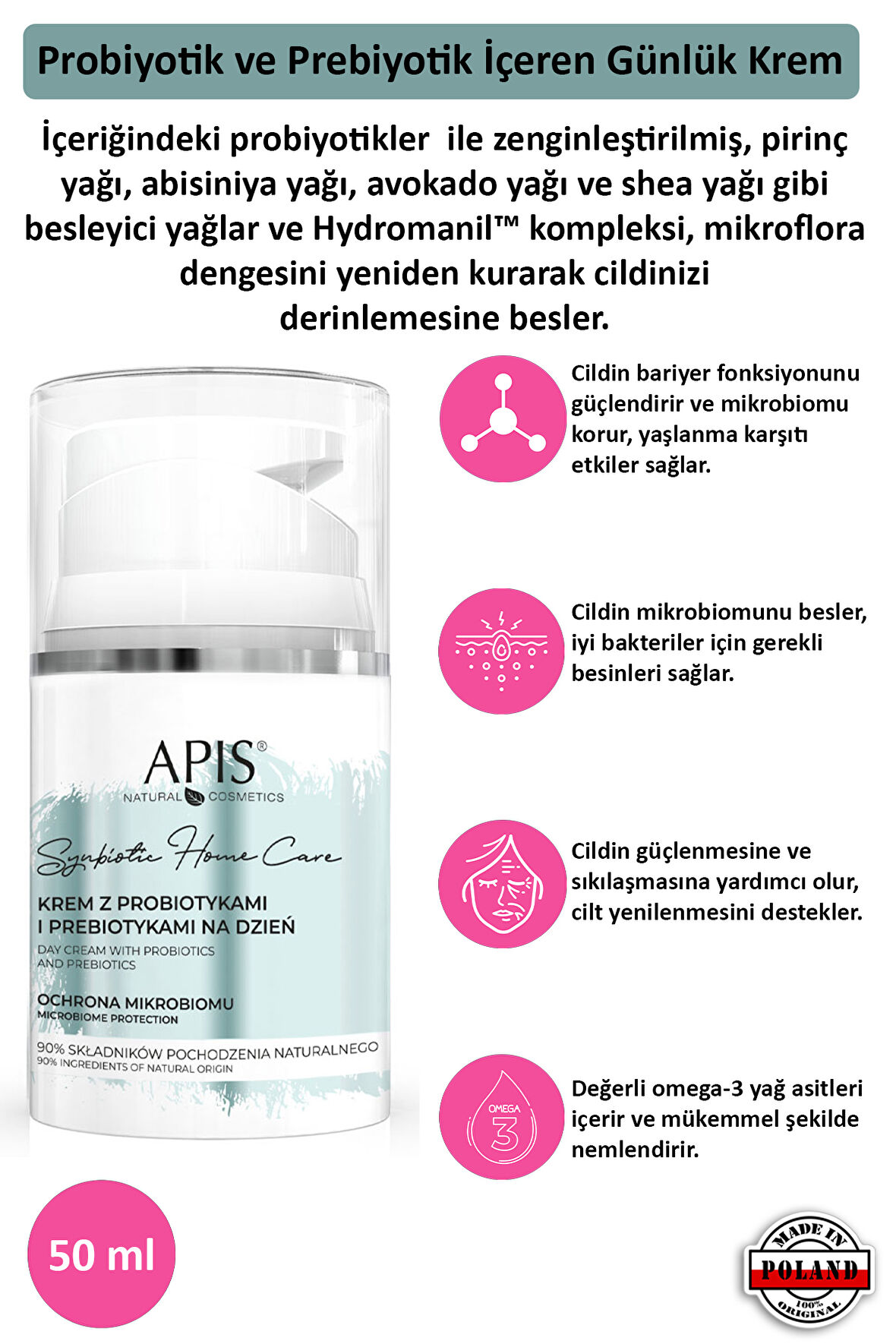 Günlük Krem Probiyotik ve Prebiyotikli  - 50ml