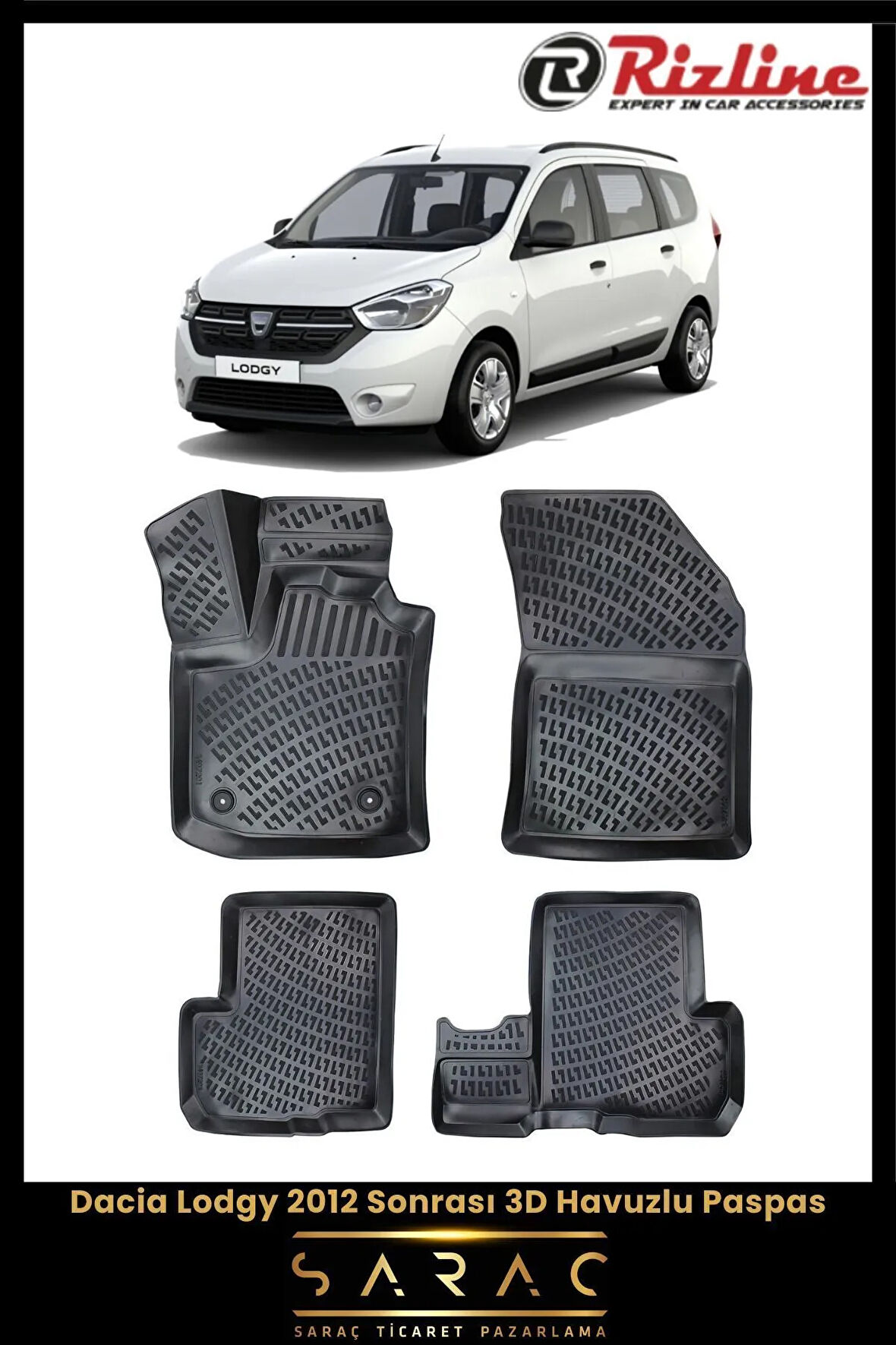 Rizline Dacia Lodgy 2014 Model 3D Havuzlu Paspas