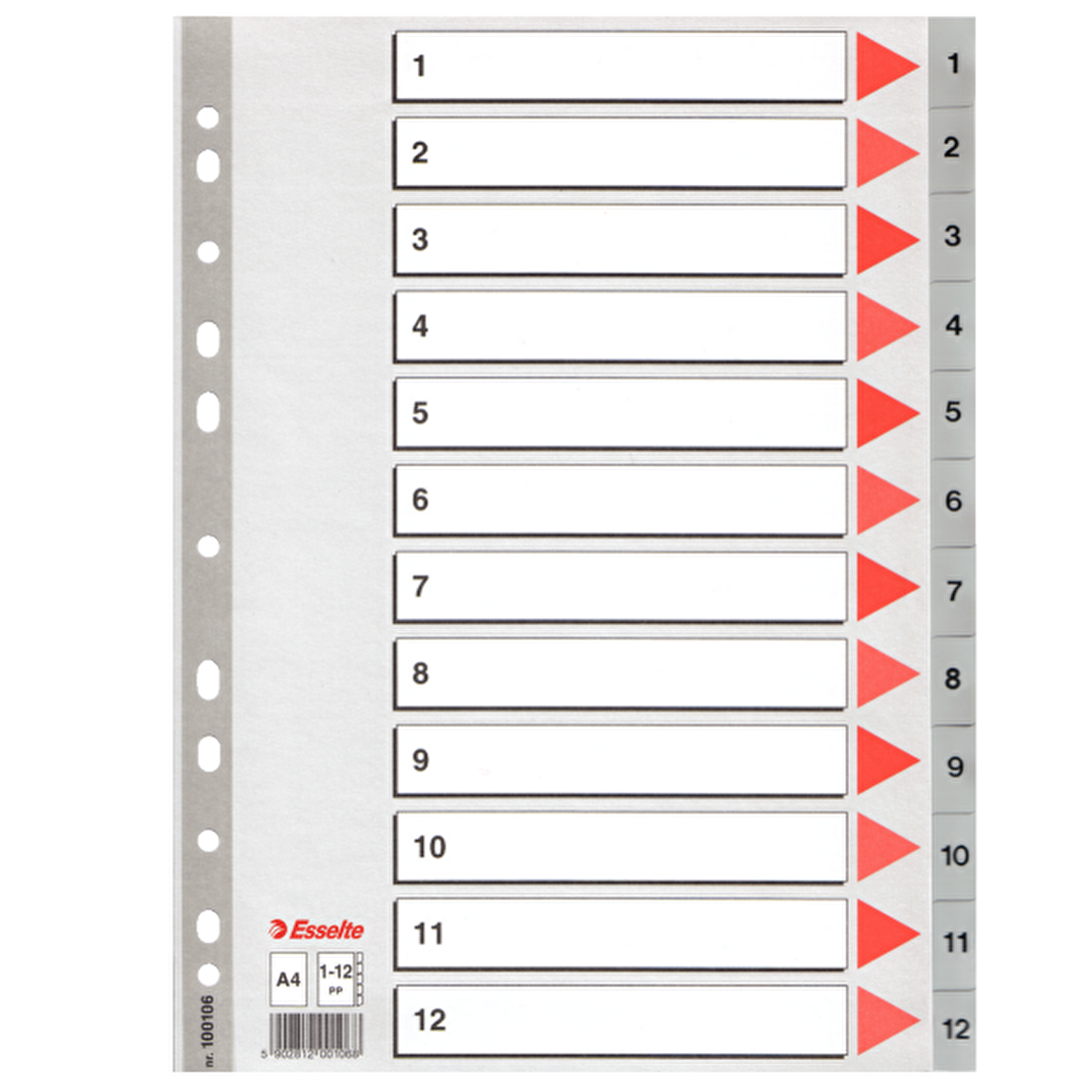 Esselte Seperatör 1-12 Rakamlı Plastik A4 100106