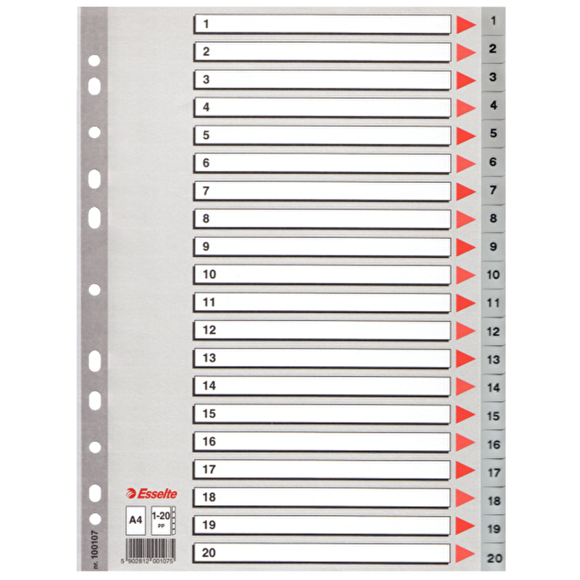 Esselte Seperatör 1-20 Rakamlı Plastik A4 100107
