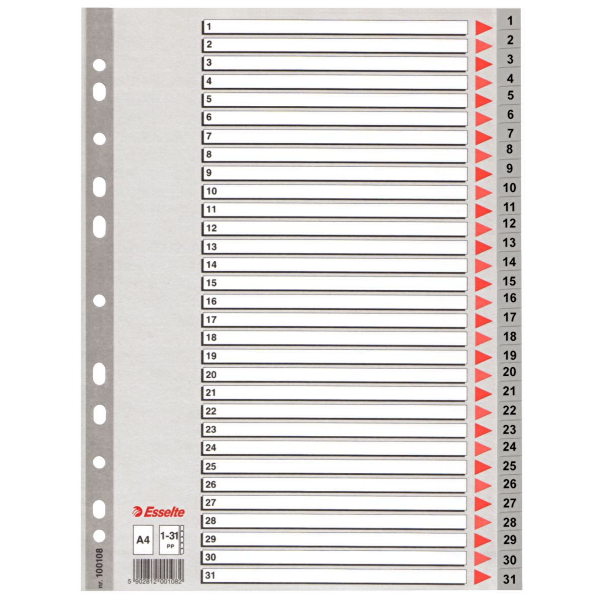 Esselte Seperatör 1-31 Rakamlı Plastik A4 100108