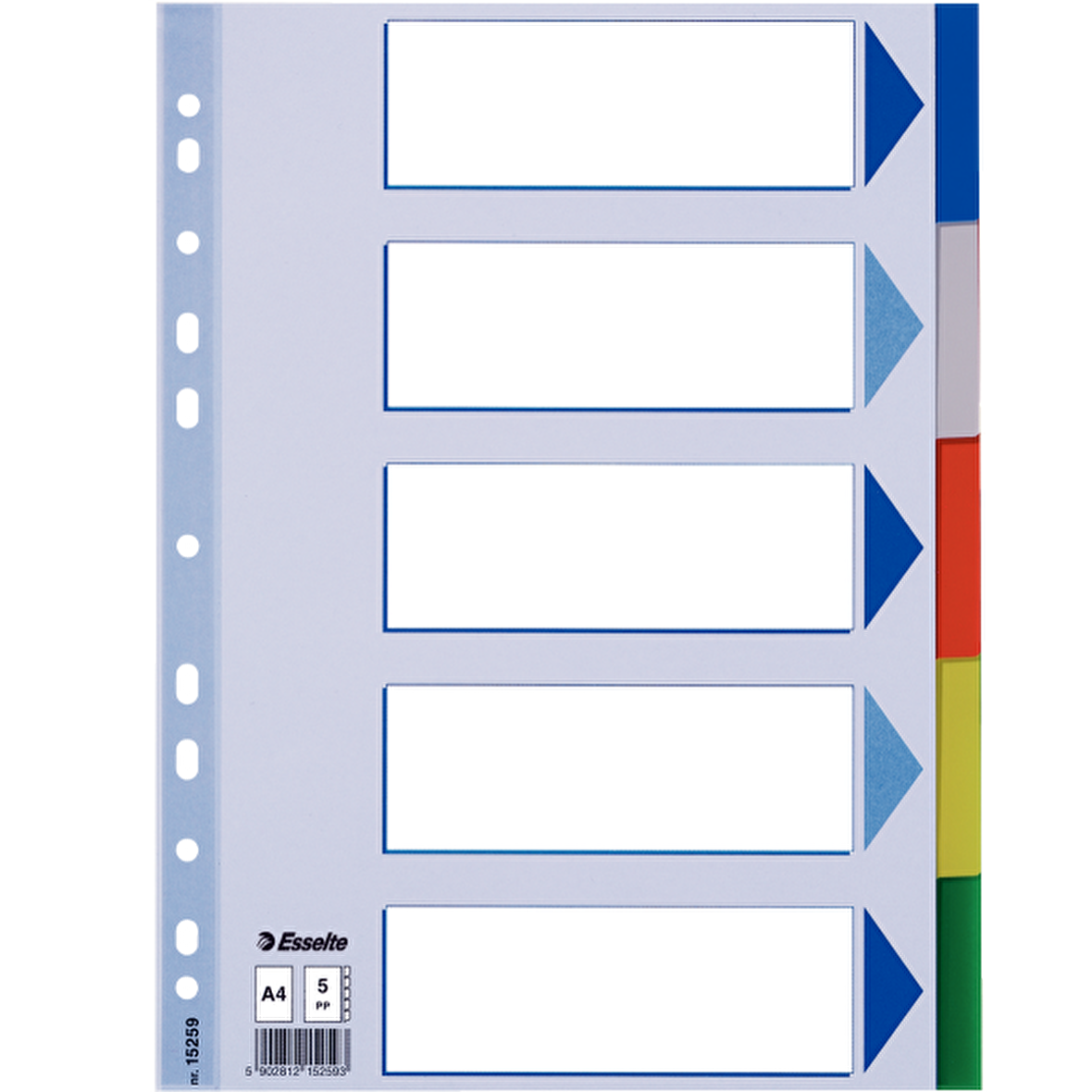 Esselte Seperatör 5 Renkli Plastik A4 15259
