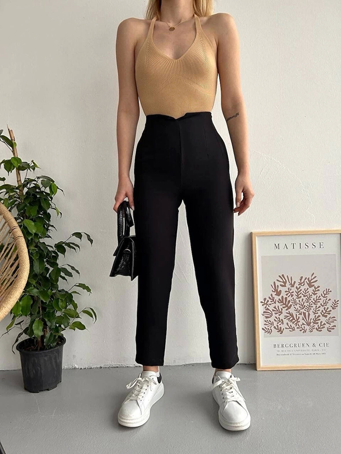 Atlas fletolu pantolon siyah