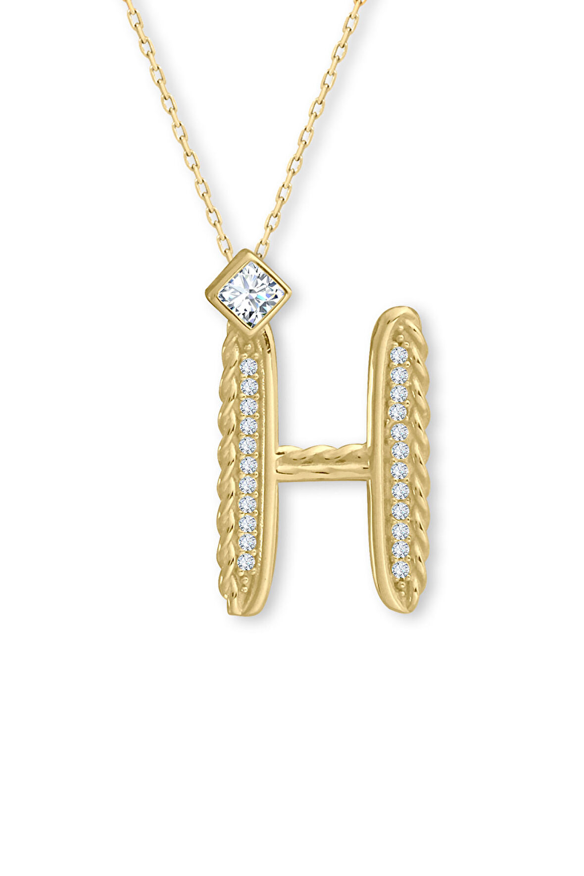 Altın Burgu Kenar H Harf Kolye