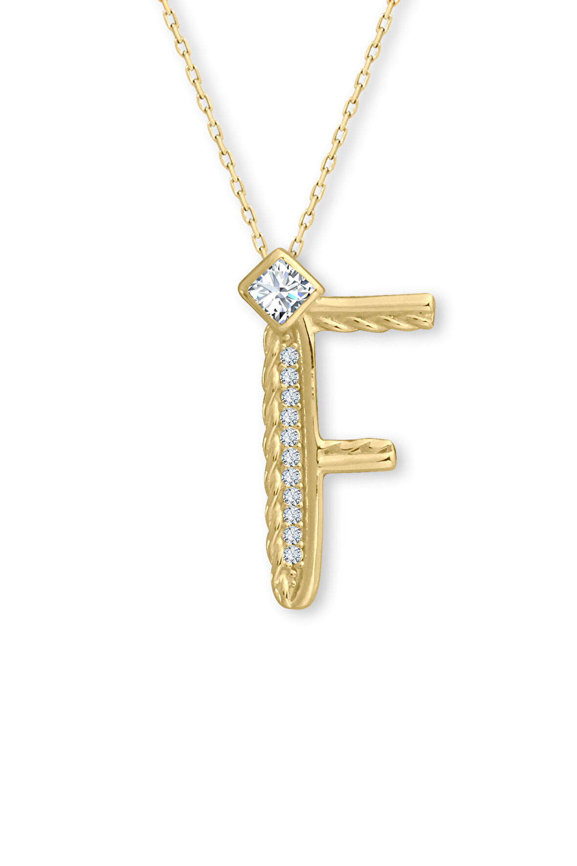 Altın Burgu Kenar F Harf Kolye