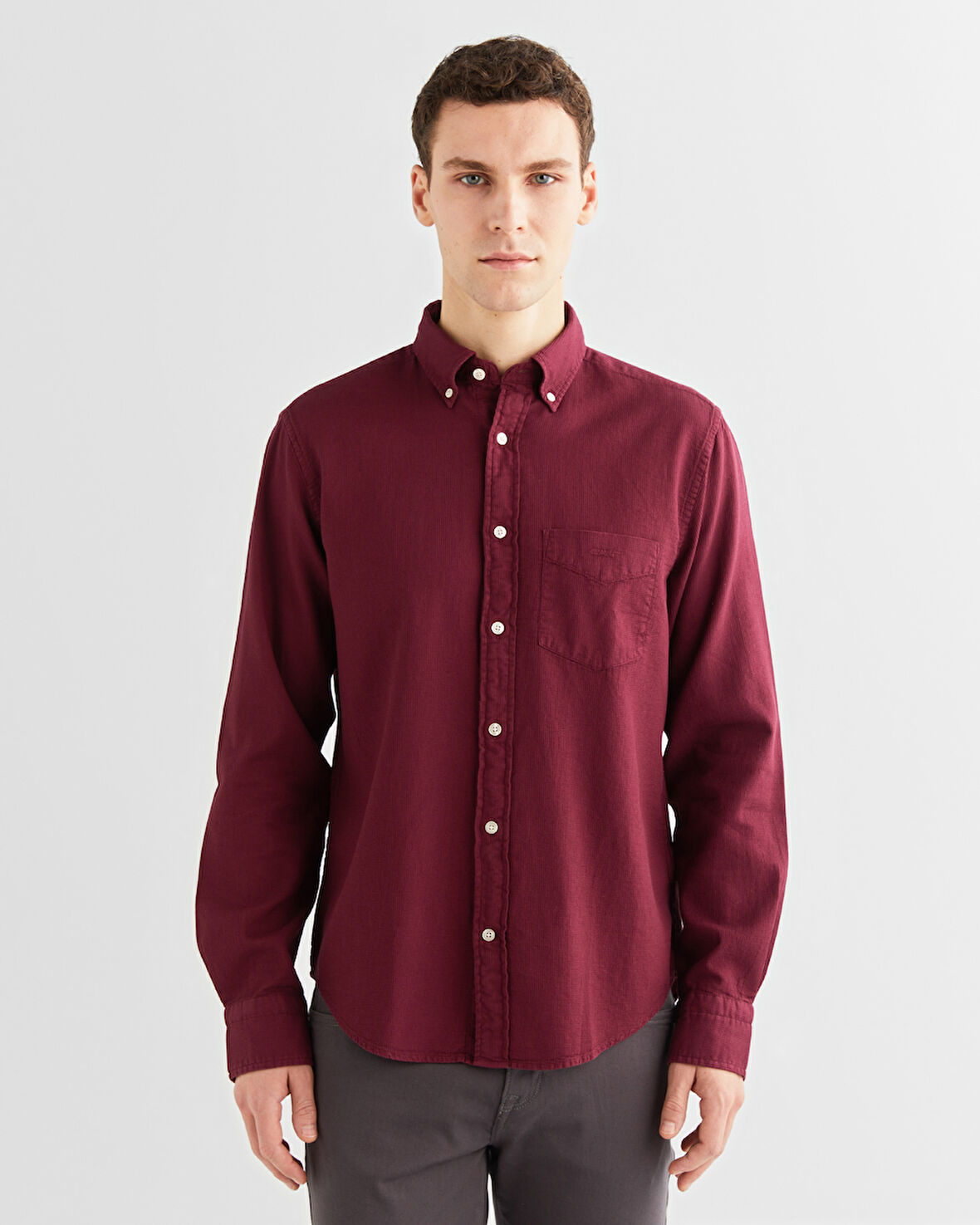GANT Erkek Bordo Regular Fit Düğmeli Yaka Gömlek