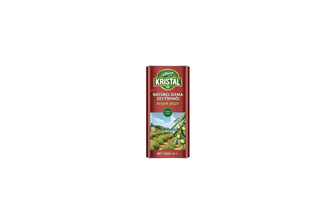 Kristal Natürel Sızma Zeytinyağı Dolgun Güçlü Teneke 5 L