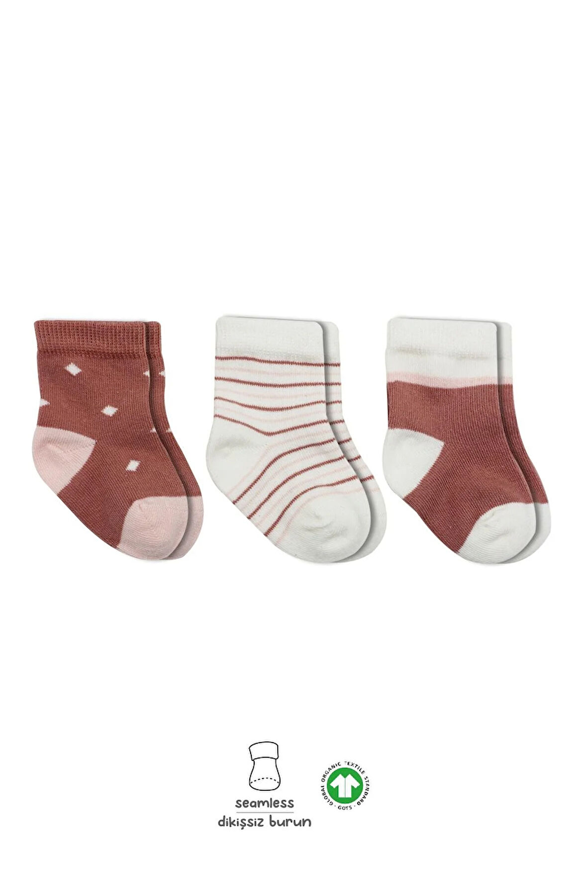 Bistyle 3'Lü Penye Kız Soket Çorap BS10112 Pudra