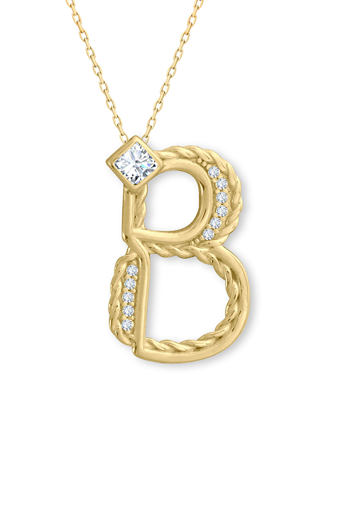Altın Burgu Kenar B Harf Kolye