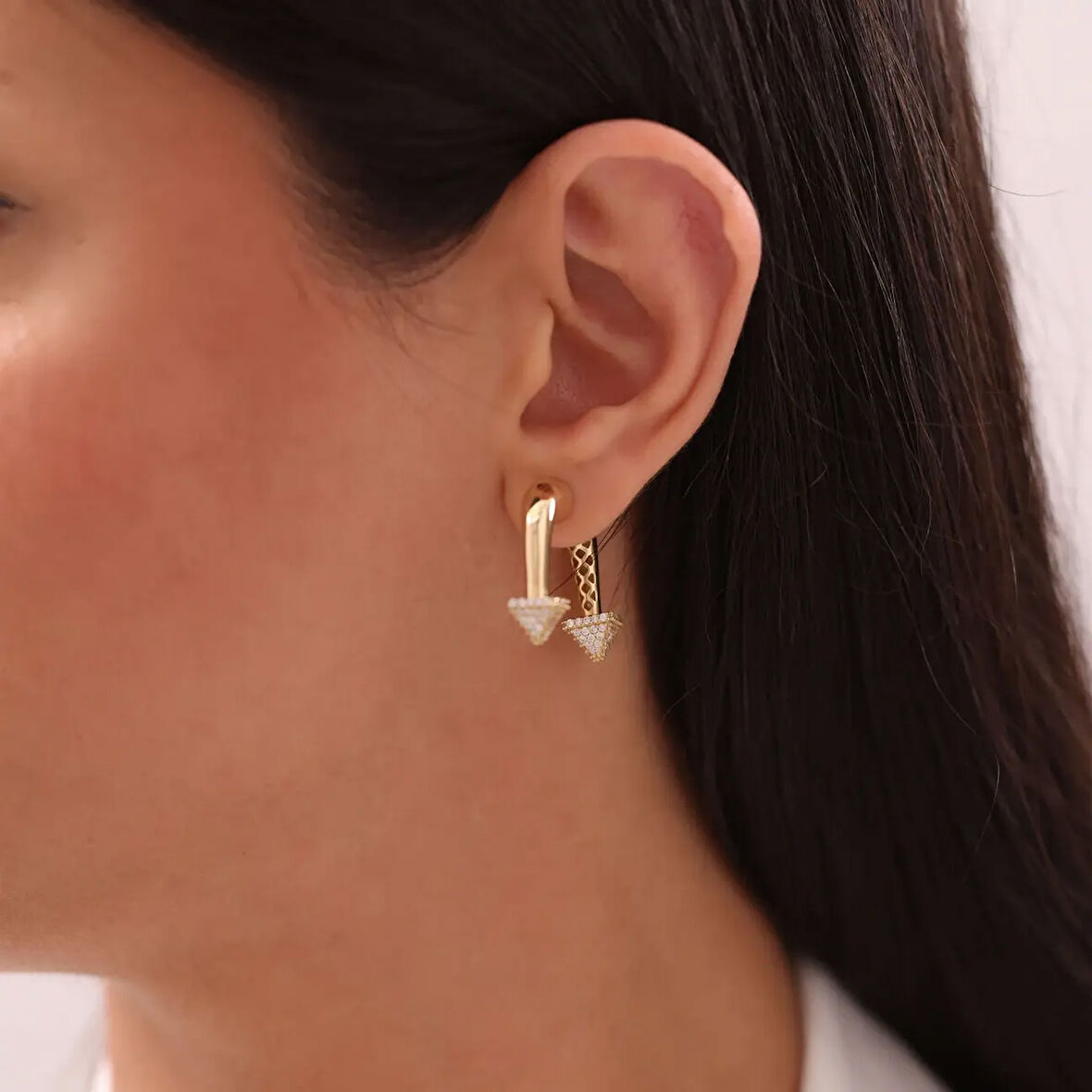 Nisera Etoile Tasarım Altın Küpe