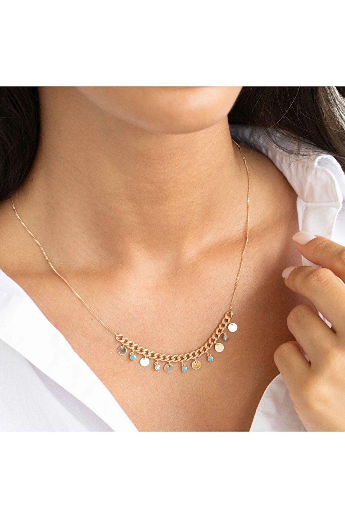 Rose Pullu Altın Zincir Kolye