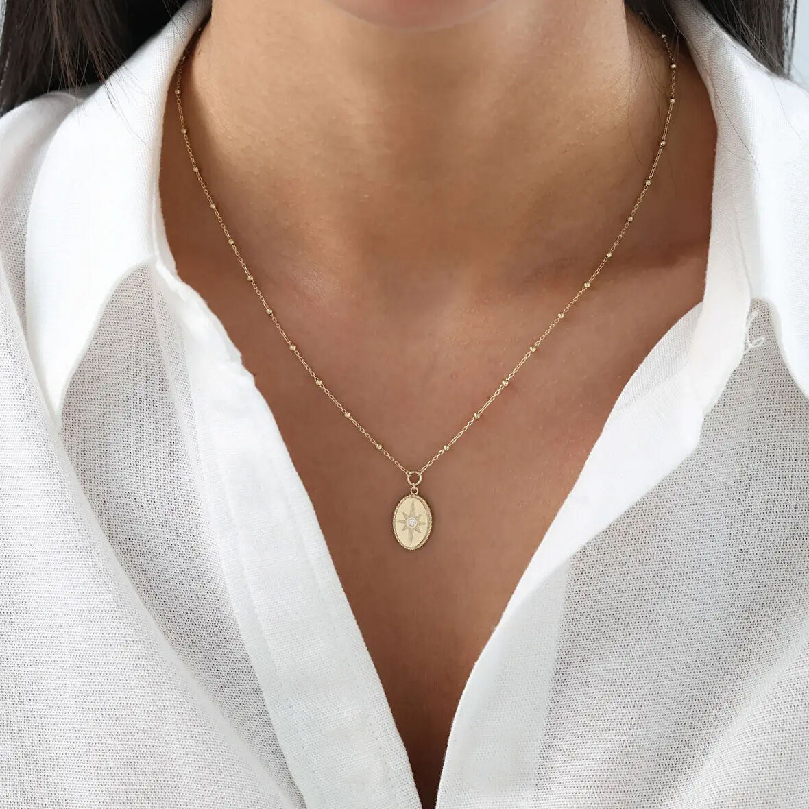 Nisera Kuzey Yıldız Altın Kolye