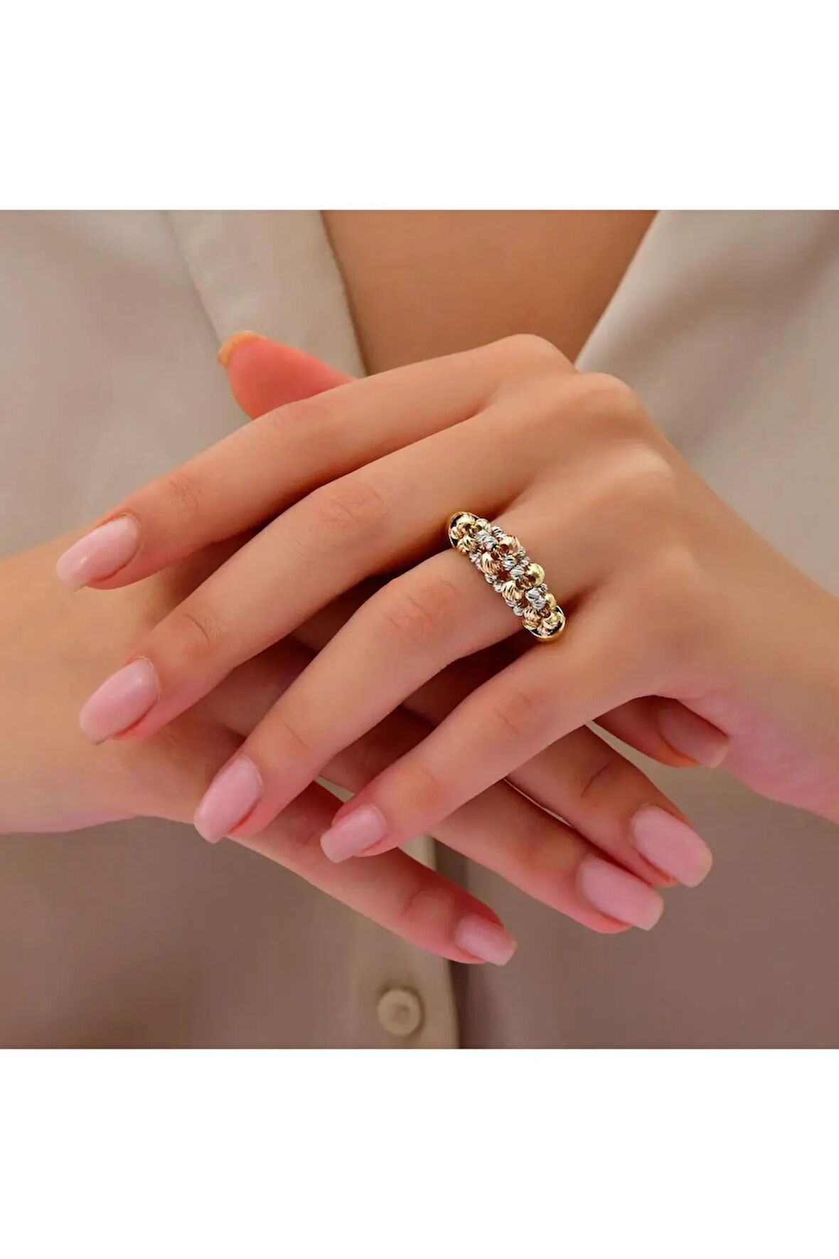 Üç Renk Altın Dorika Toplu Yüzük