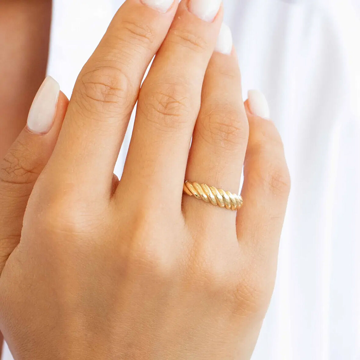 Minimal Kruvasan  Altın Yüzük