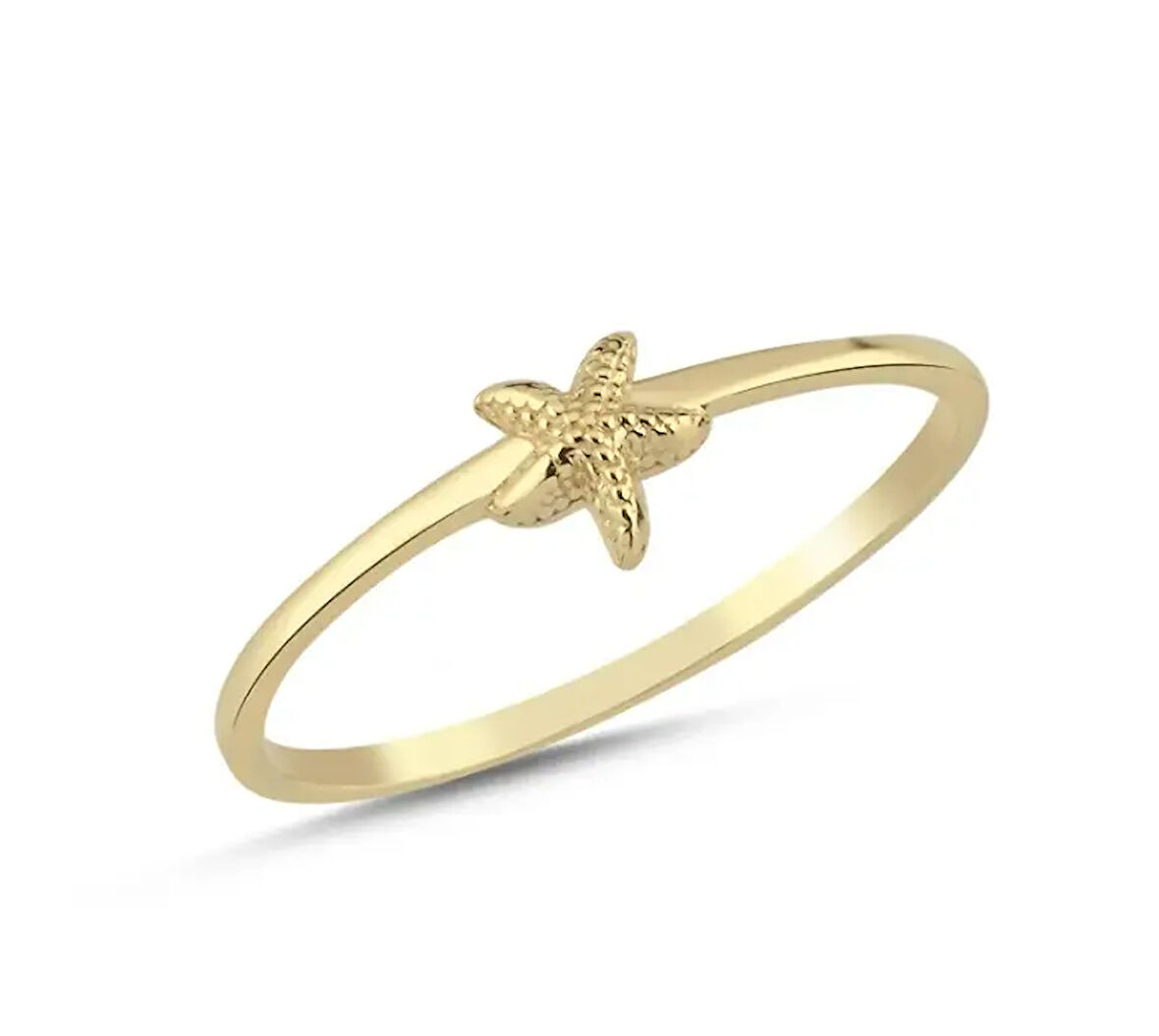 Mat ve Parlak Deniz Yıldızı Minimal Altın Yüzük