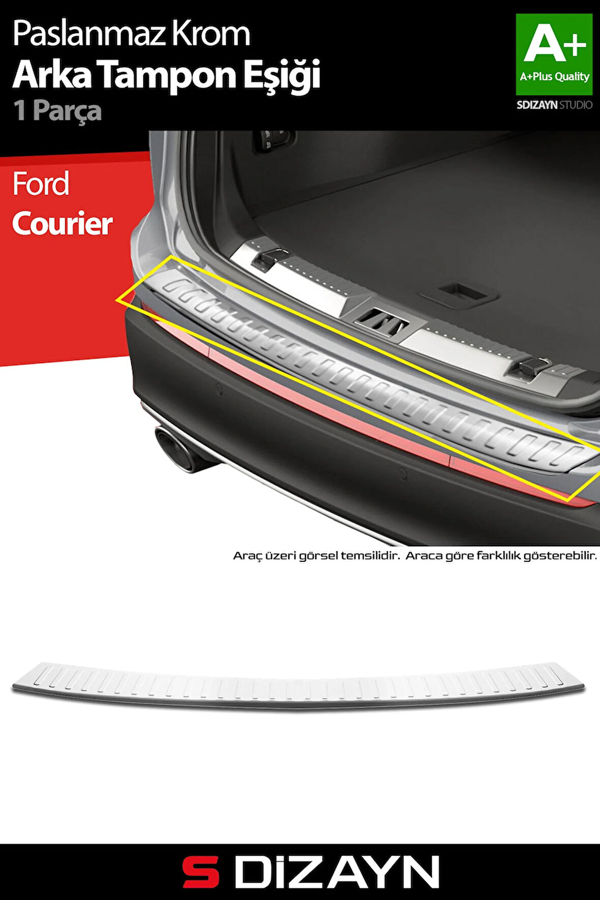 S-Dizayn Ford Courier Krom Arka Tampon Eşiği 2023 Üzeri A+ Kalite