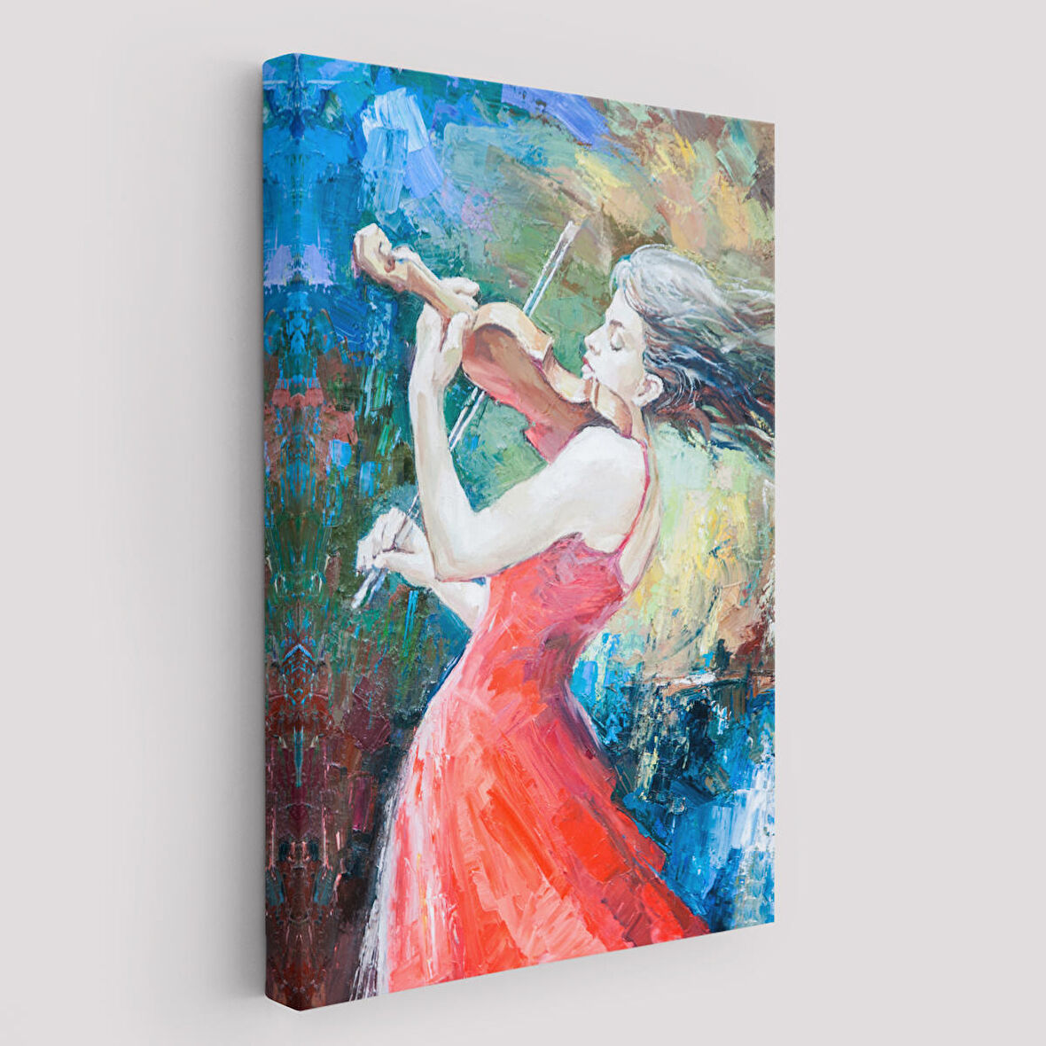 Keman Çalan Müzisyen Kadın Tablosu-5922