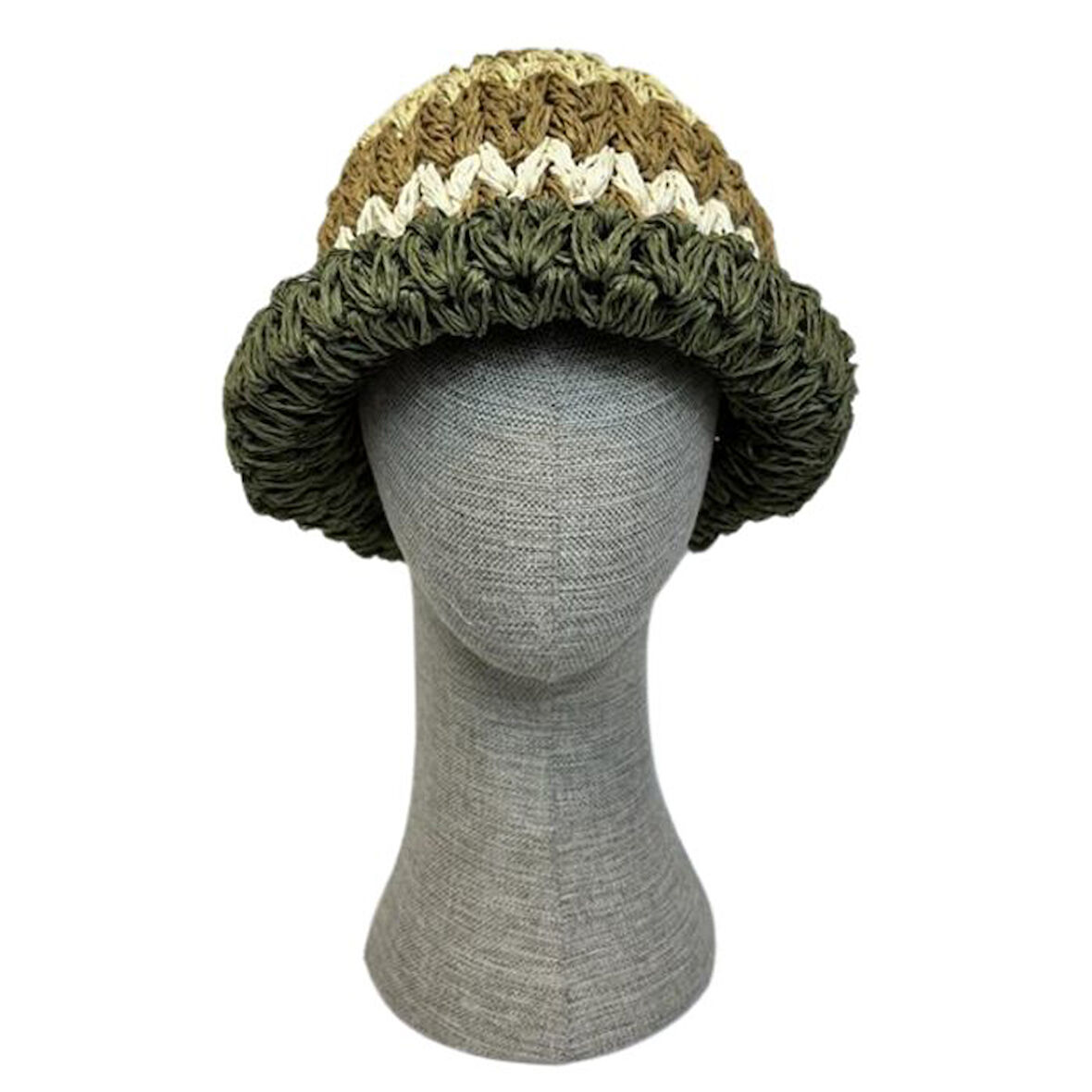 Uretti - Necla 4345 2785 El Örgüsü Renkli Kağıt İp Plaj Şapkası - M / XL