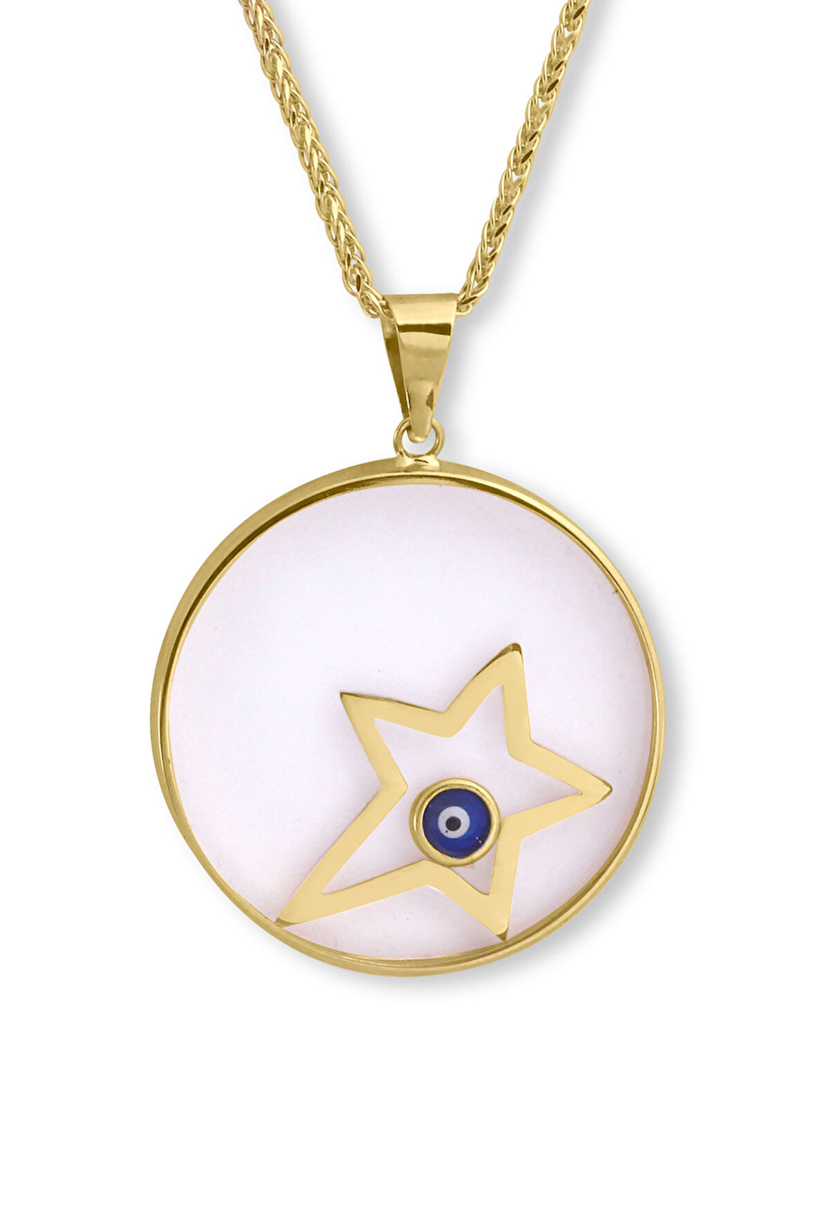 Altın Yıldız Model Camlı Nazar Kolye