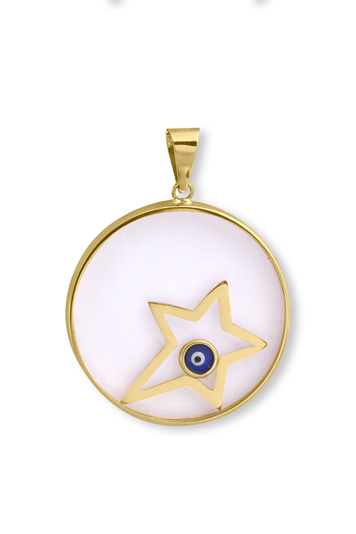 Altın Yıldız Model Camlı Nazar Kolye Ucu