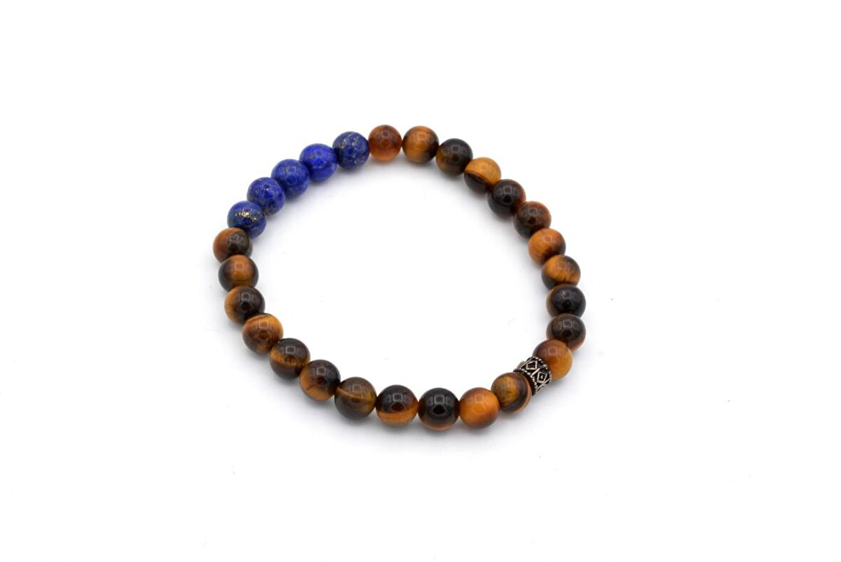 DOĞAL KAPLAN GÖZÜ VE LAPİS LAZULİ TAŞI BİLEKLİK