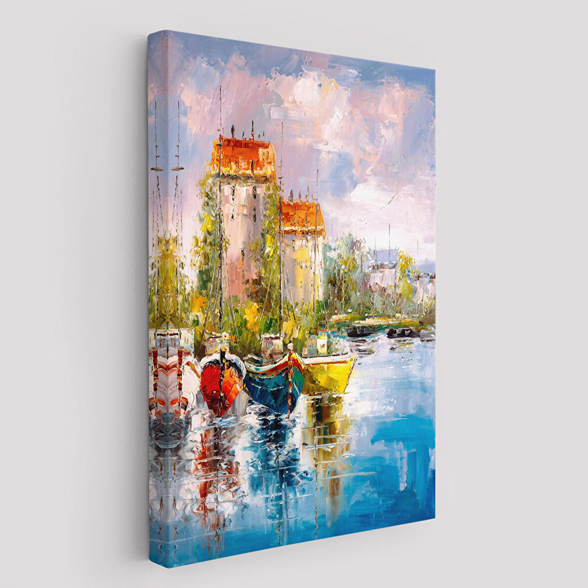 Liman Manzarası Yağlıboya Görünüm Dekoratif Kanvas Duvar Tablosu-5931