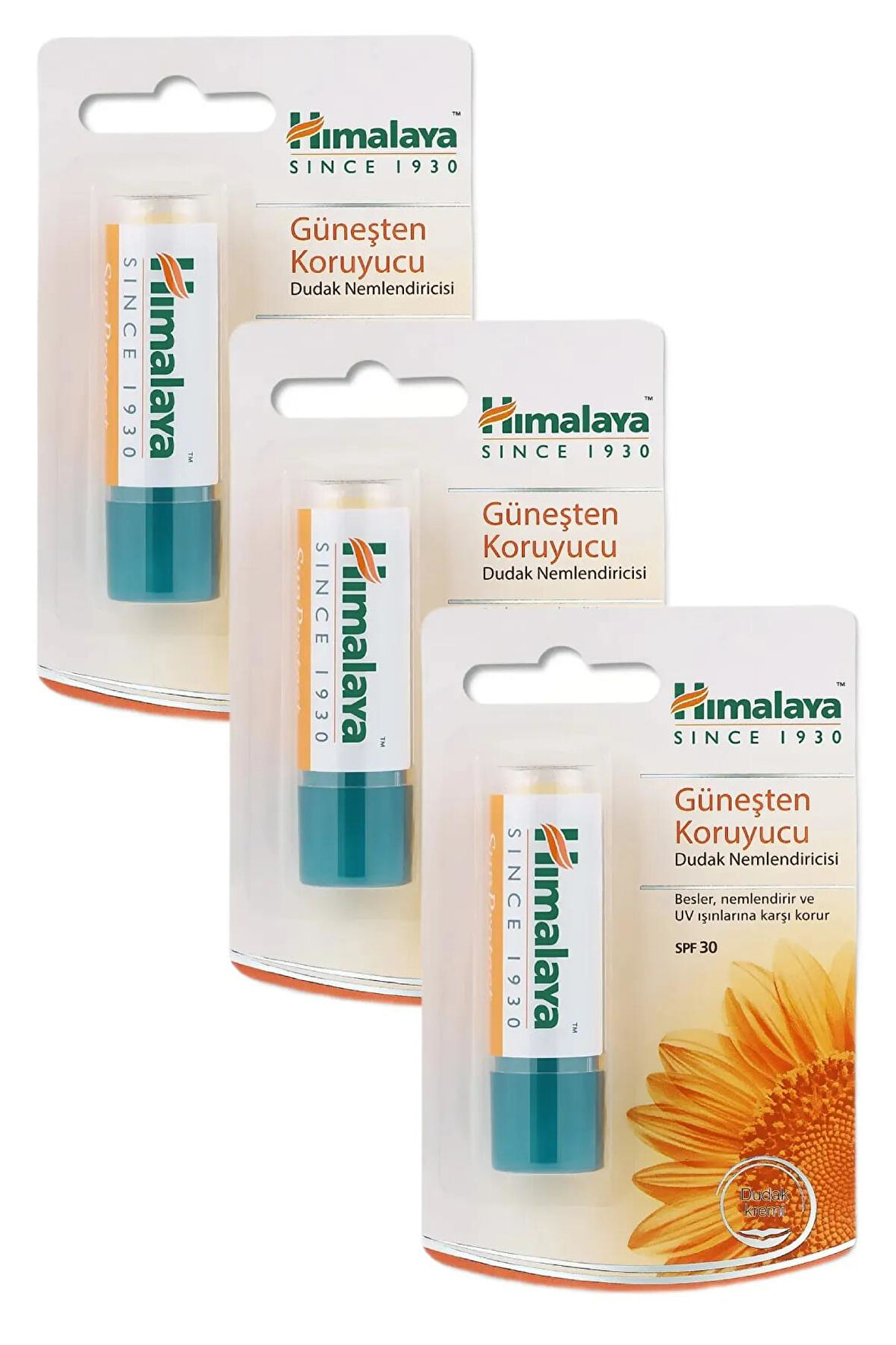 Güneş Koruyucu Spf 30 Lip Balm, Nemlendirici, %100 Doğal Renk, Silikon Içermez, 4,5 Gr 3 Adet