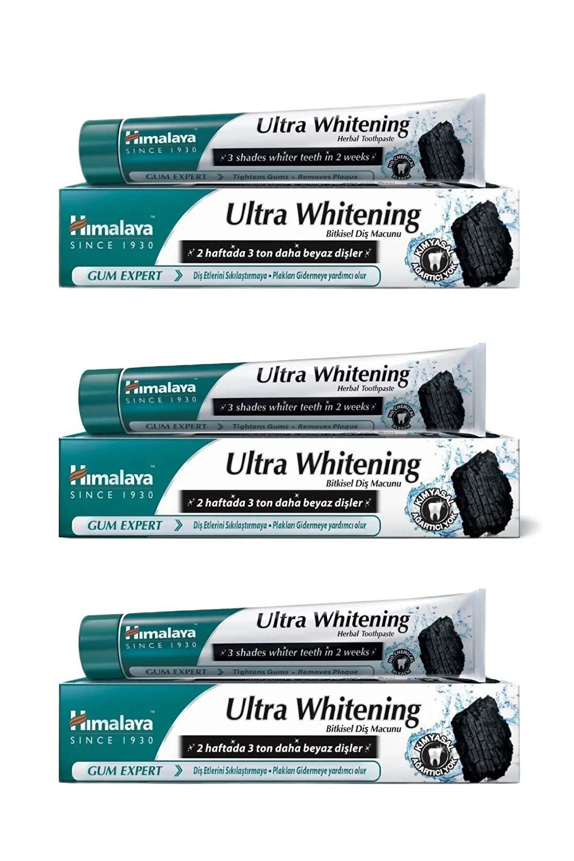 Himalaya Since 1930 Ultra Whitening Bitkisel Beyazlatıcı Diş Macunu 75 ml 3 Adet, Kimyasal Beyazlatıcı İçermez