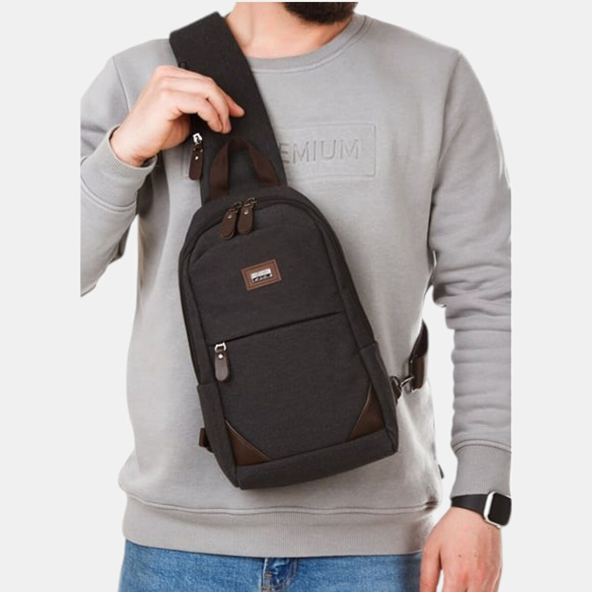 Lederax Kanvas Kumaş Göğüs Çantası Bodybag LD581