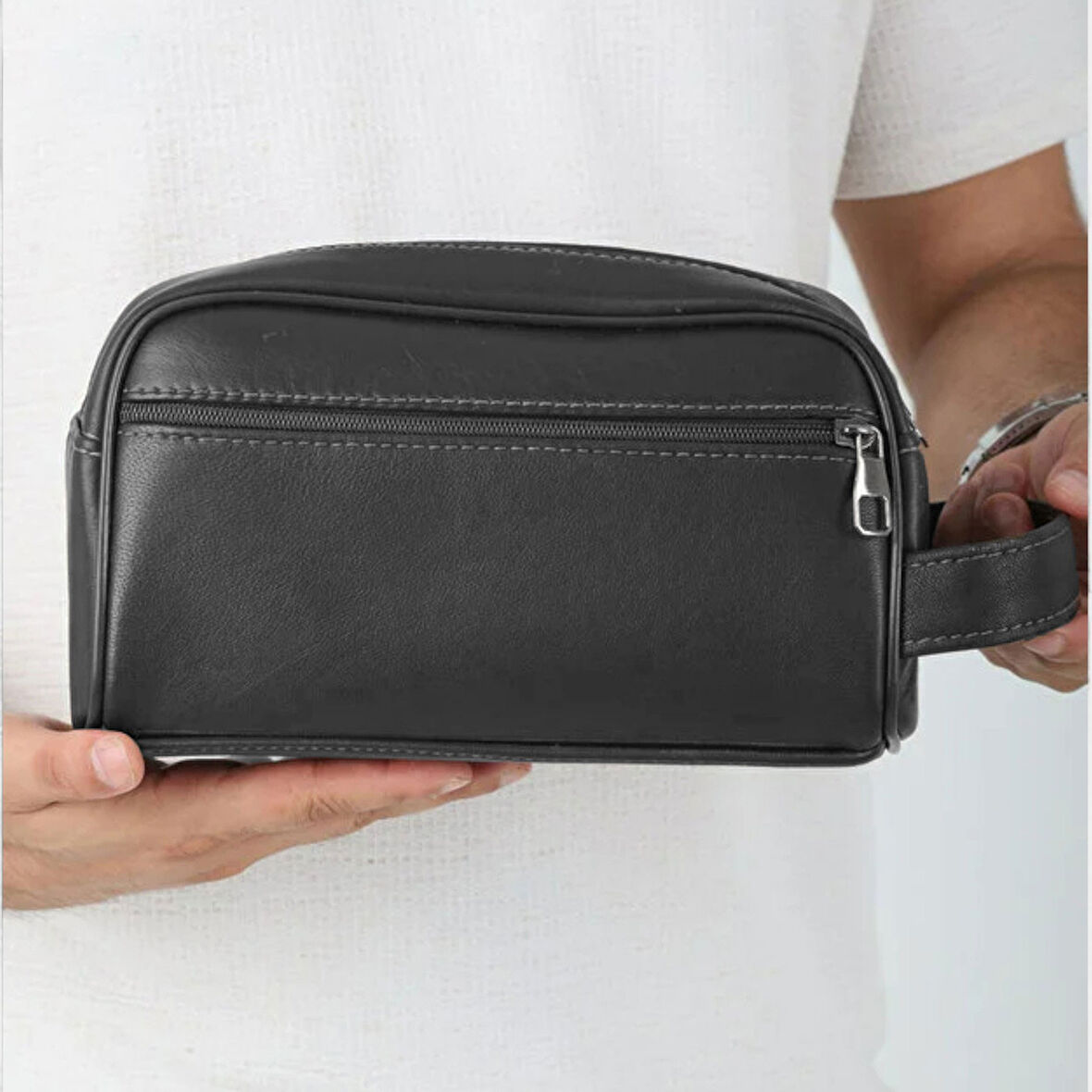 Lederax Hakiki Deri El Çantası Seyahat Çantası Kozmetik Çantası Tıraş Çantası Asker Çantası LD600