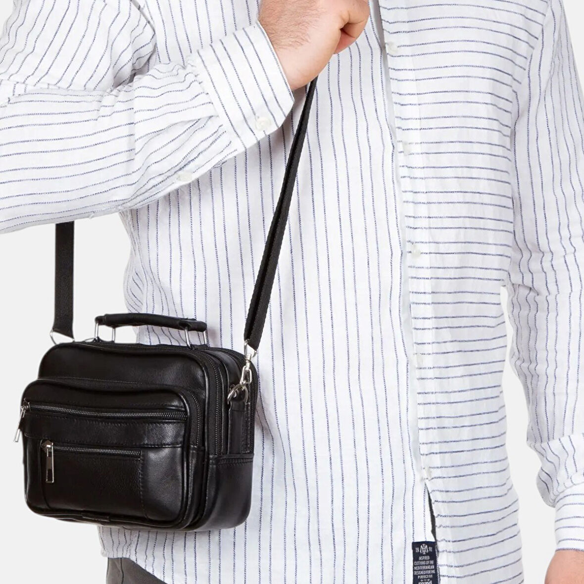 Lederax Hakiki Deri Kasalı Yatay El Çantası Küçük Boy LD607