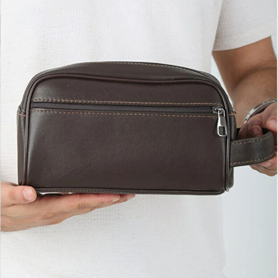 Lederax Hakiki Deri El Çantası Seyahat Çantası Kozmetik Çantası Tıraş Çantası Asker Çantası LD600