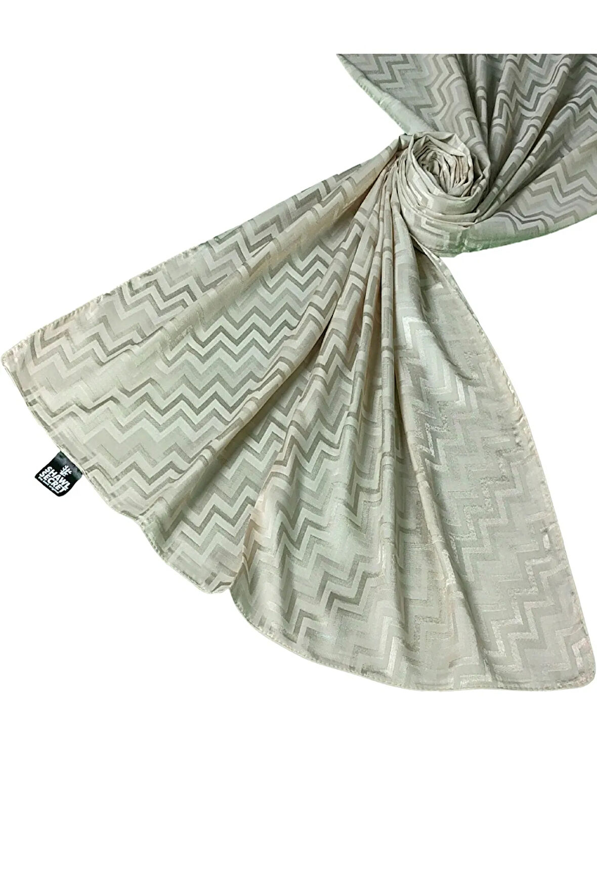 İpeksi Dokulu Jakarlı ZikZak Desenli Şal 75x190 cm