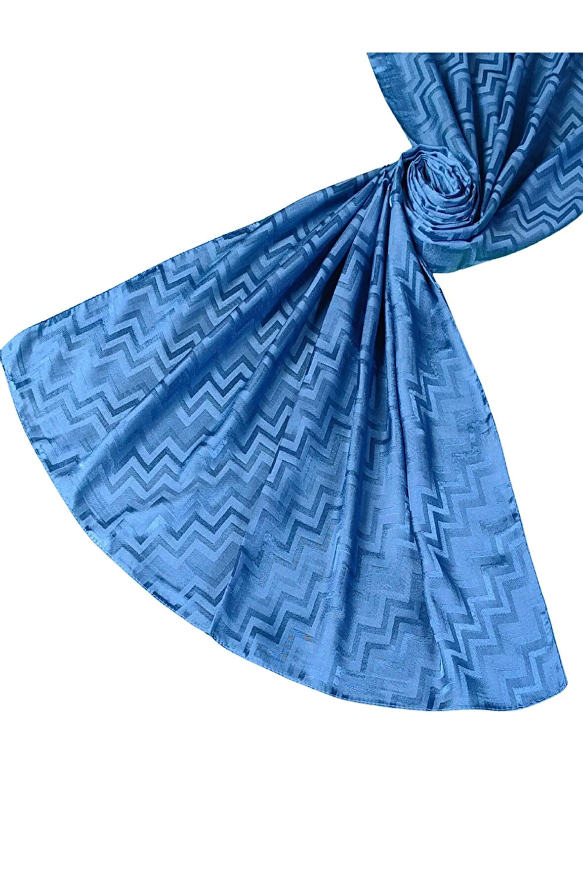 İpeksi Dokulu Jakarlı ZikZak Desenli Şal 75x190 cm