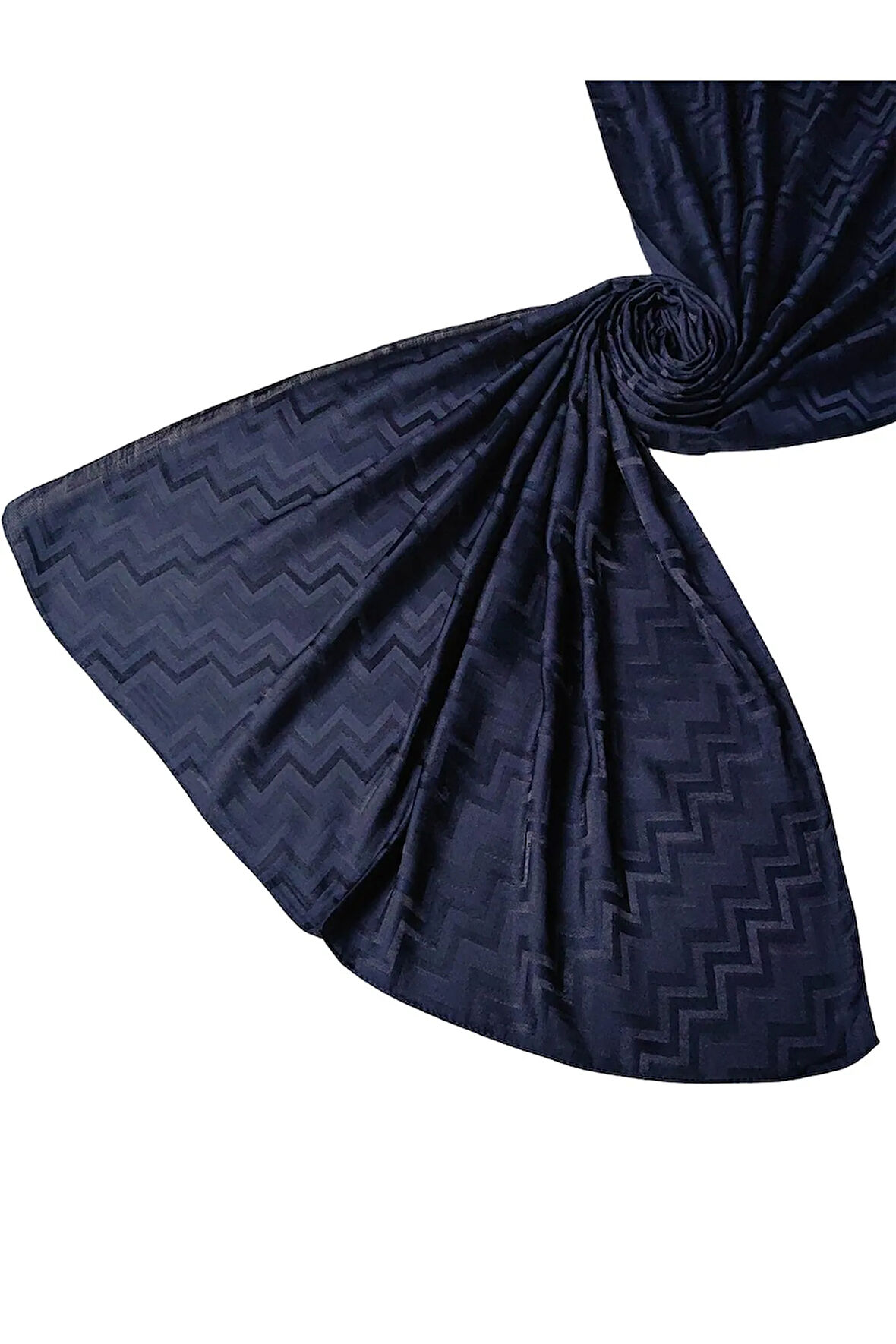 İpeksi Dokulu Jakarlı ZikZak Desenli Şal 75x190 cm