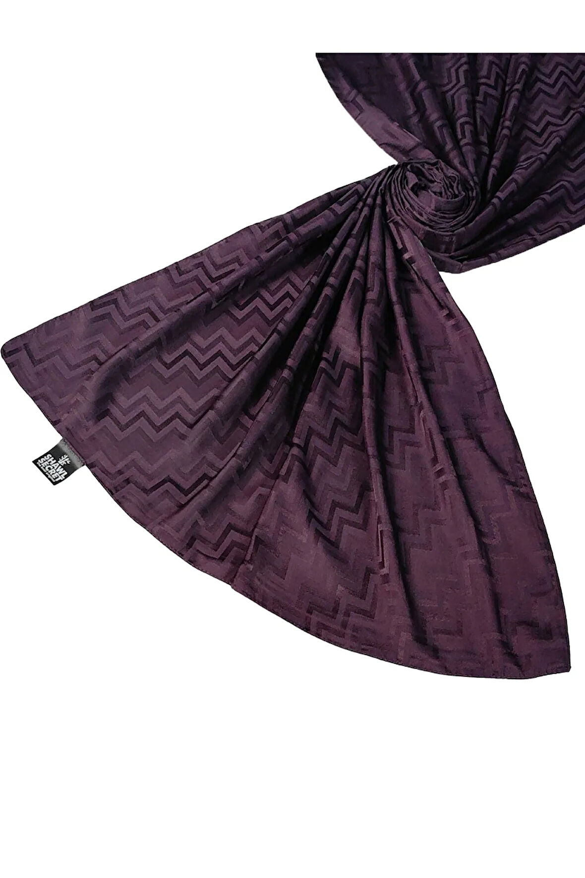 İpeksi Dokulu Jakarlı ZikZak Desenli Şal 75x190 cm