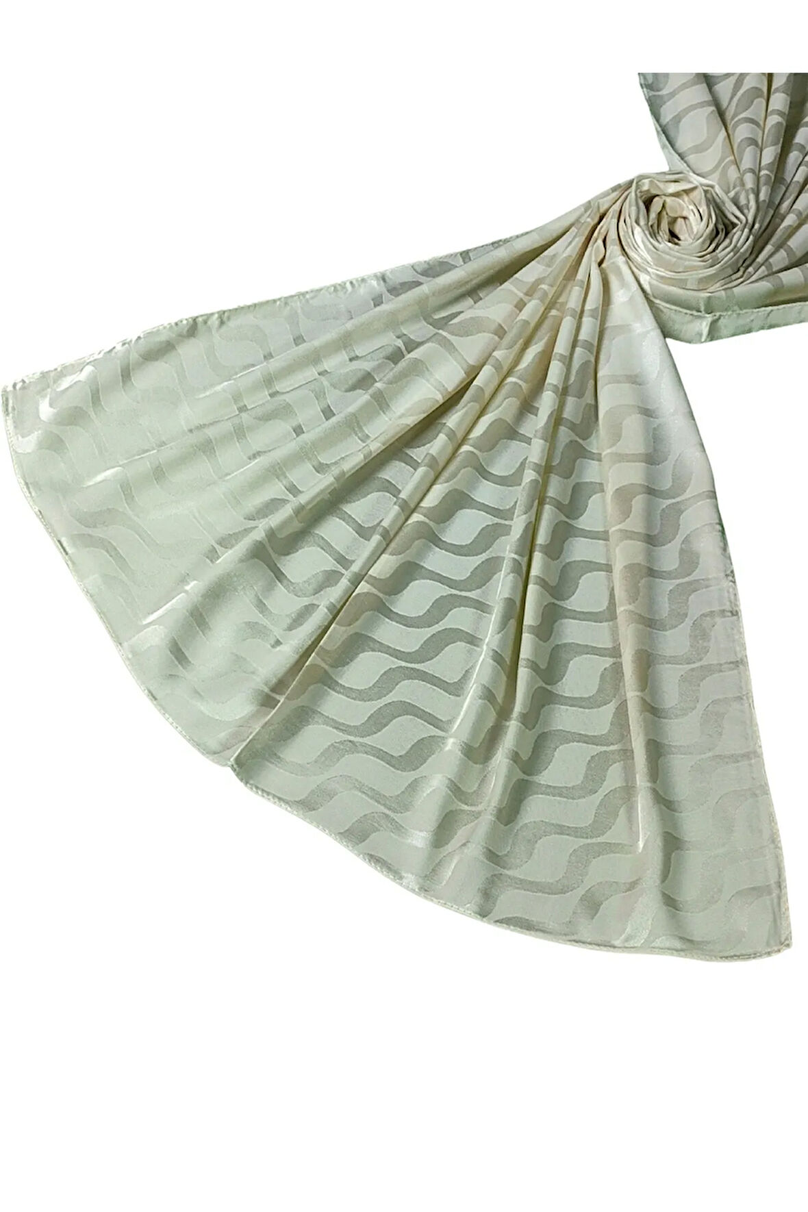 İpeksi Dokulu Jakarlı Su Yolu Desenli Şal 75x190 cm