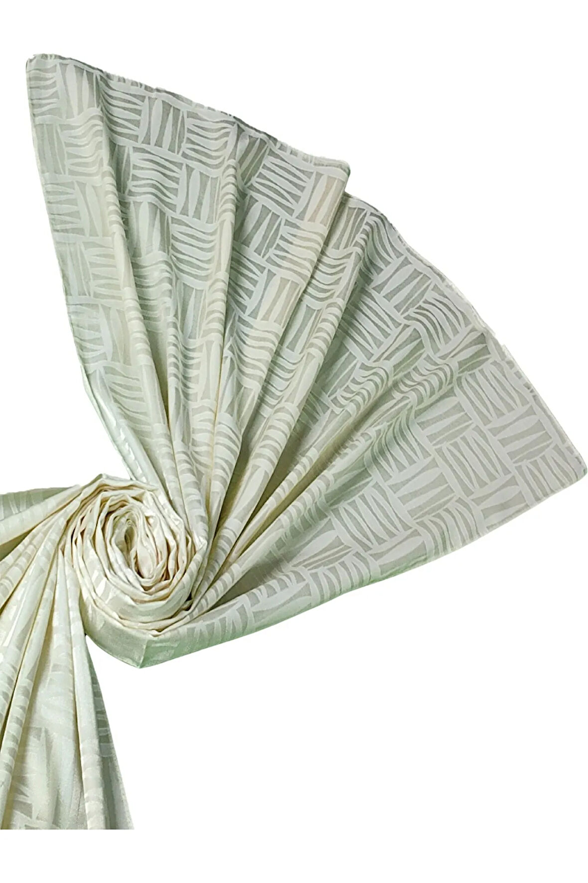 İpeksi Dokulu Jakarlı Geometrik Desenli Şal 75x190 cm