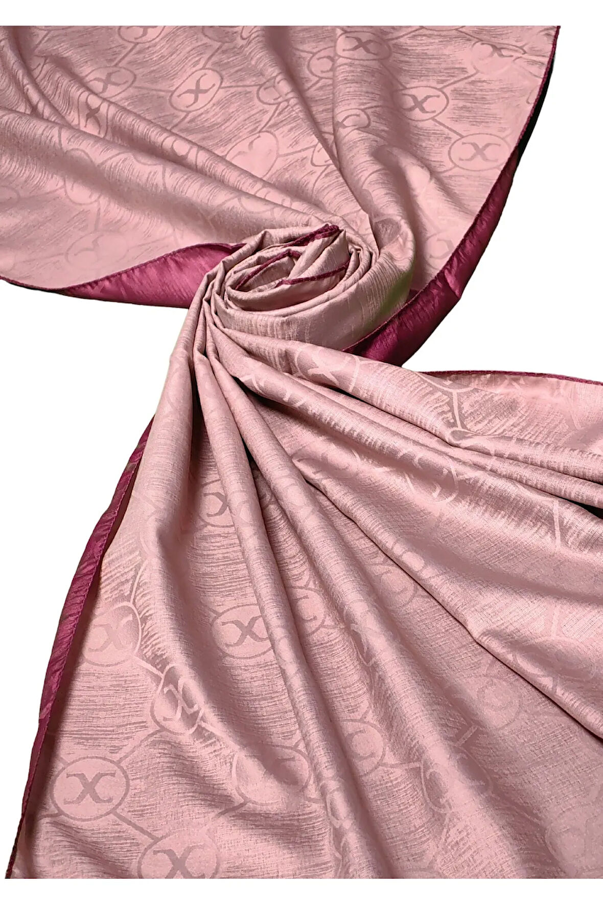 Leila Çift Taraflı Jakarlı Desenli İpeksi Şal – 75x190 cm