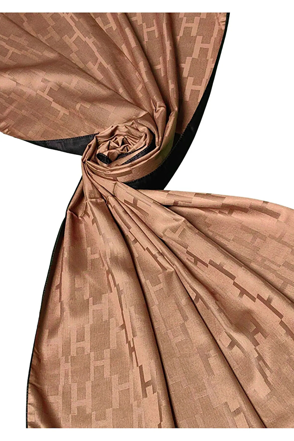 Leila Çift Taraflı Jakarlı Desenli İpeksi H Desen Şal – 75x190 cm