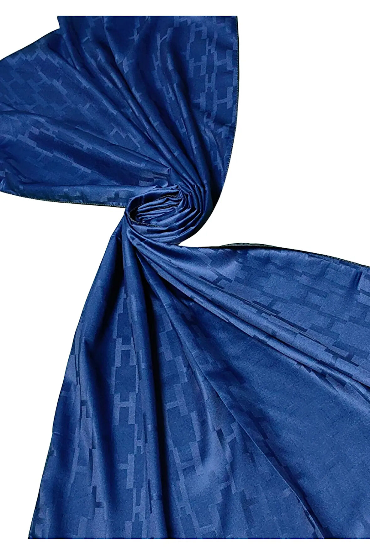 Leila Çift Taraflı Jakarlı Desenli İpeksi H Desen Şal – 75x190 cm