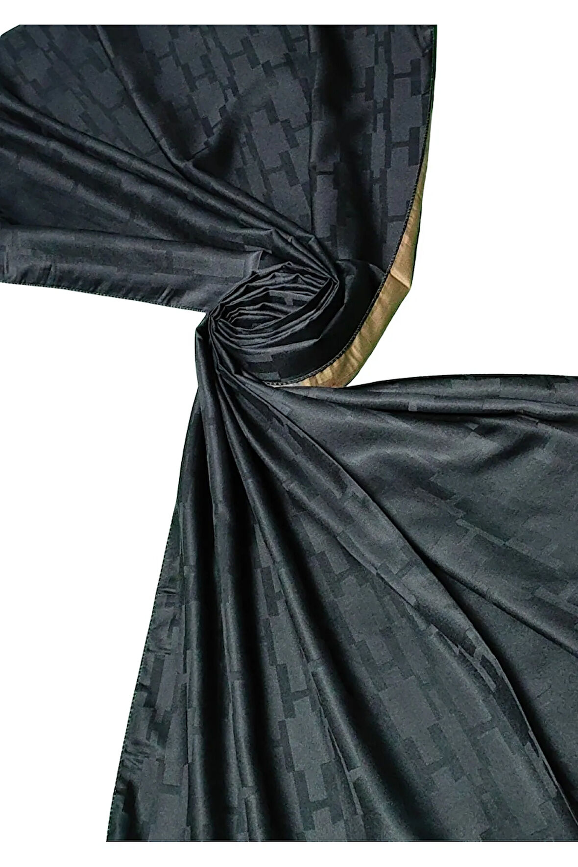 Leila Çift Taraflı Jakarlı Desenli İpeksi H Desen Şal – 75x190 cm