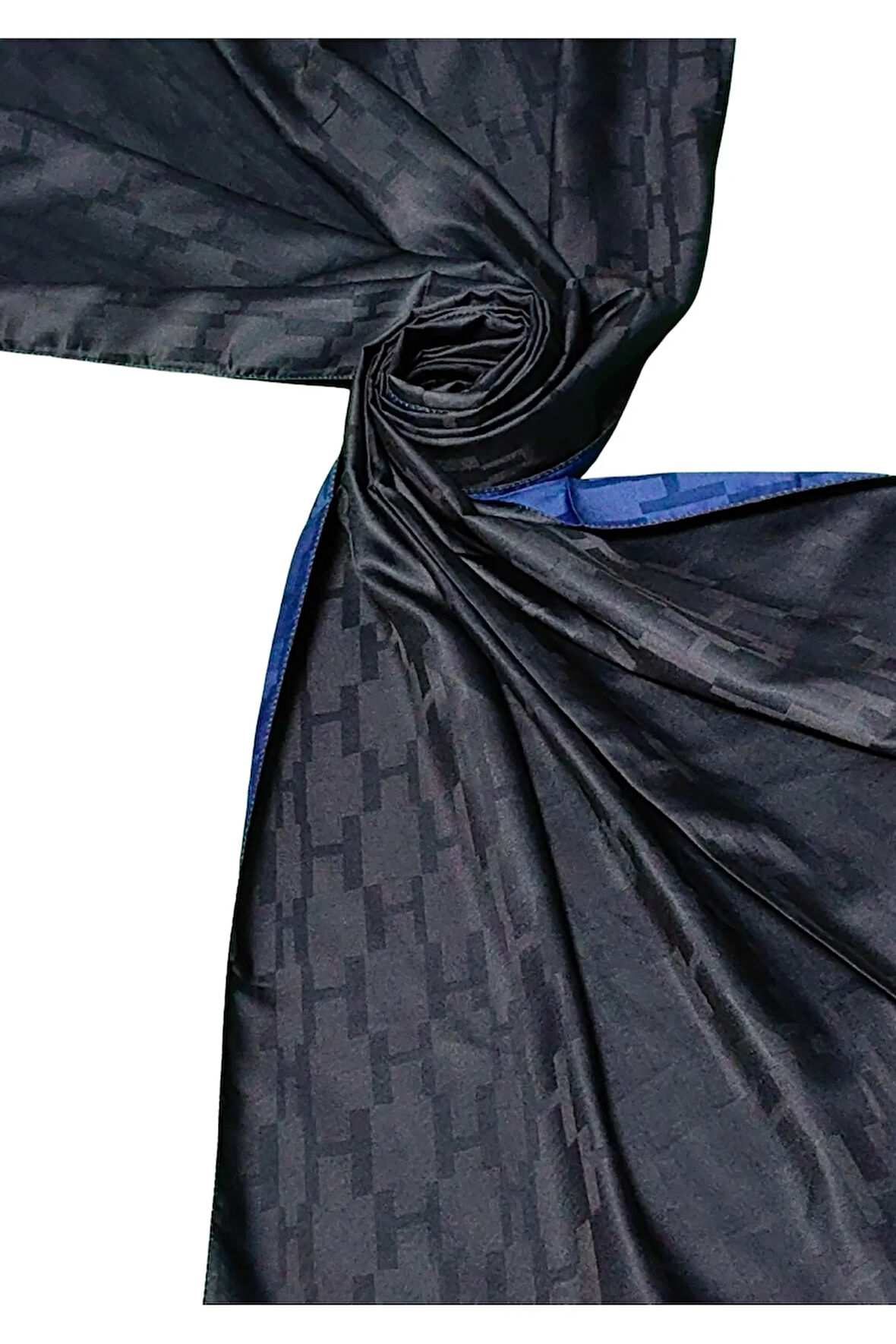 Leila Çift Taraflı Jakarlı Desenli İpeksi H Desen Şal – 75x190 cm