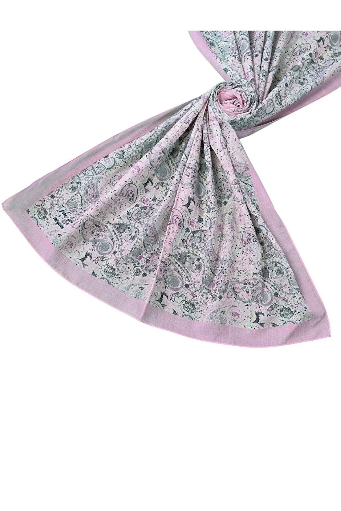 Vav İpek Soft Pamuklu Etnik Desenli Şal 75x190 cm