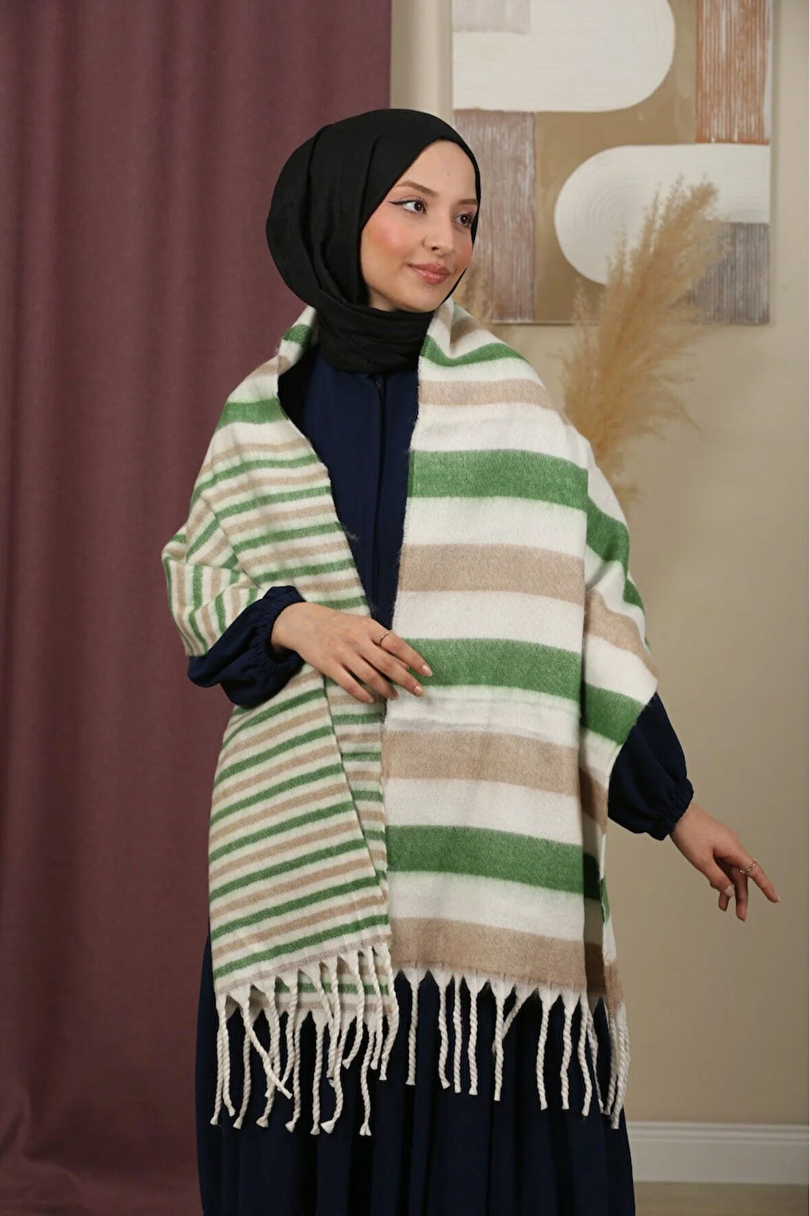 Çift Taraflı Kışlık Omuz Şalı