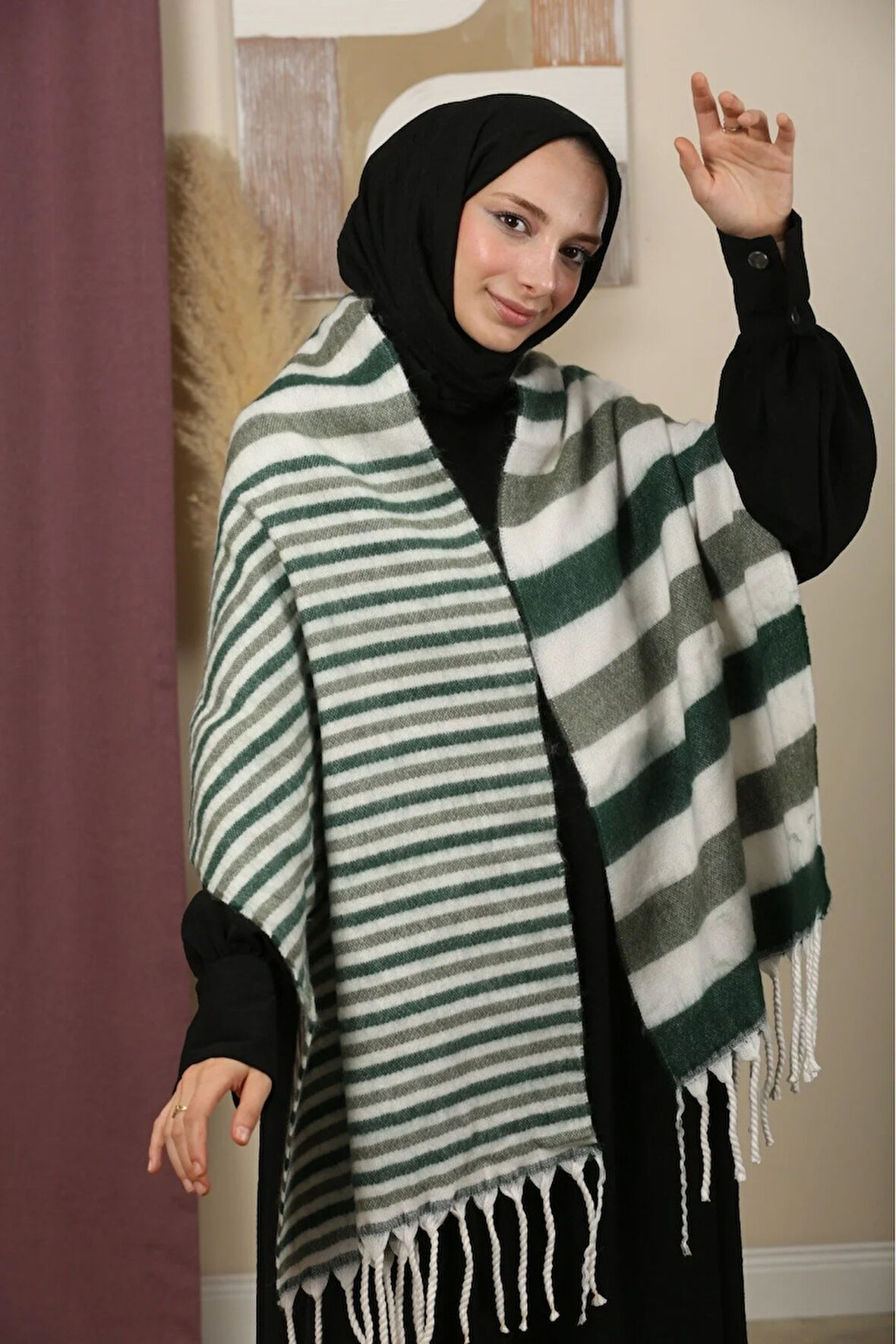 Çift Taraflı Kışlık Omuz Şalı