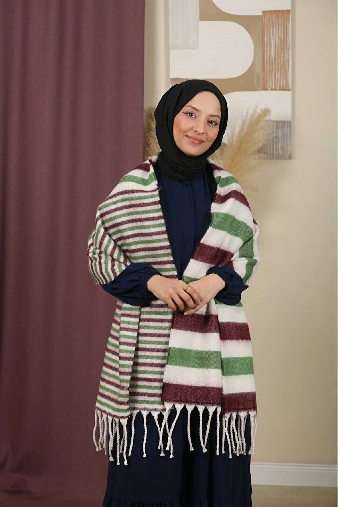 Çift Taraflı Kışlık Omuz Şalı