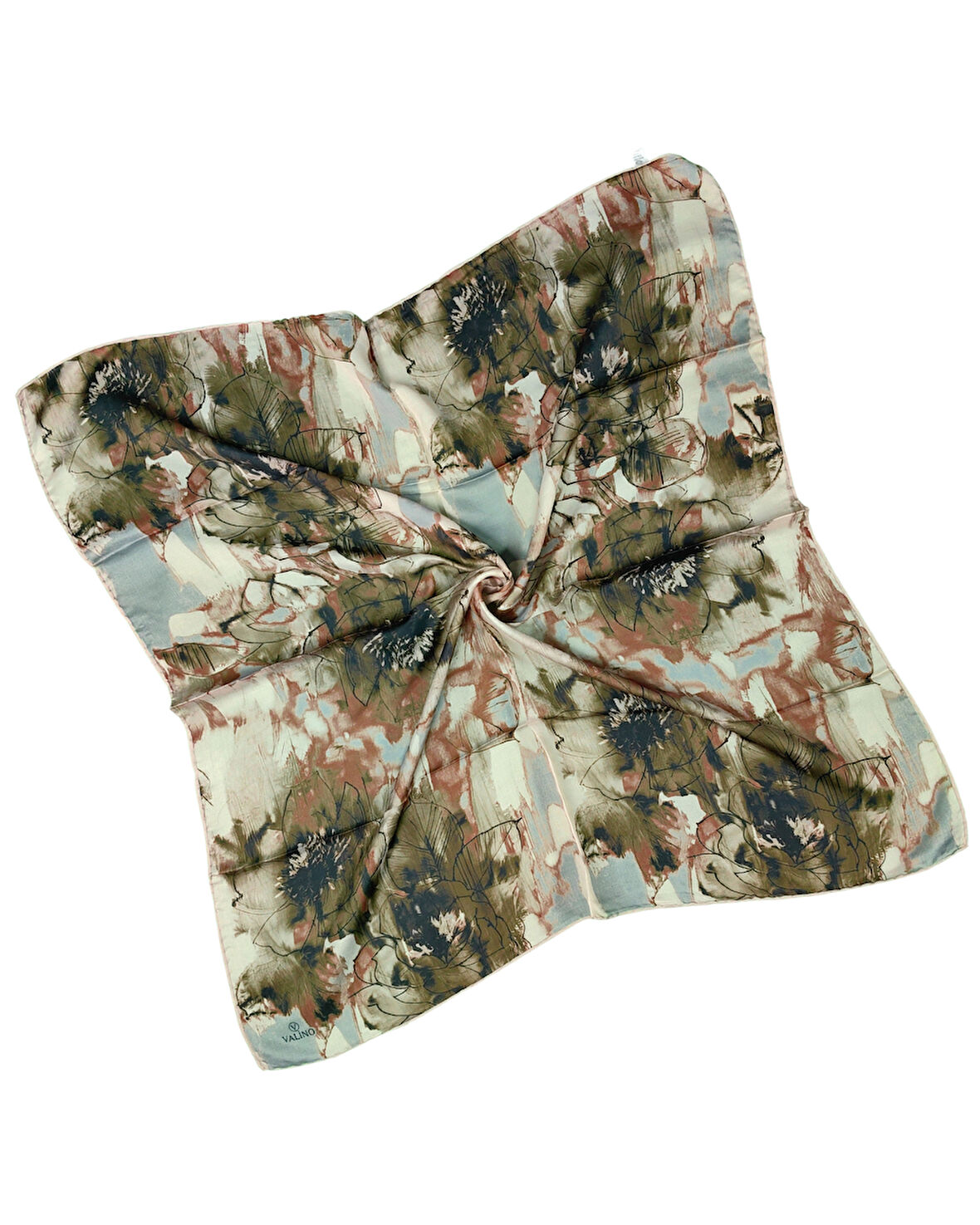Valino Çiçek Desenli Şifon Eşarp – 90x90 cm
