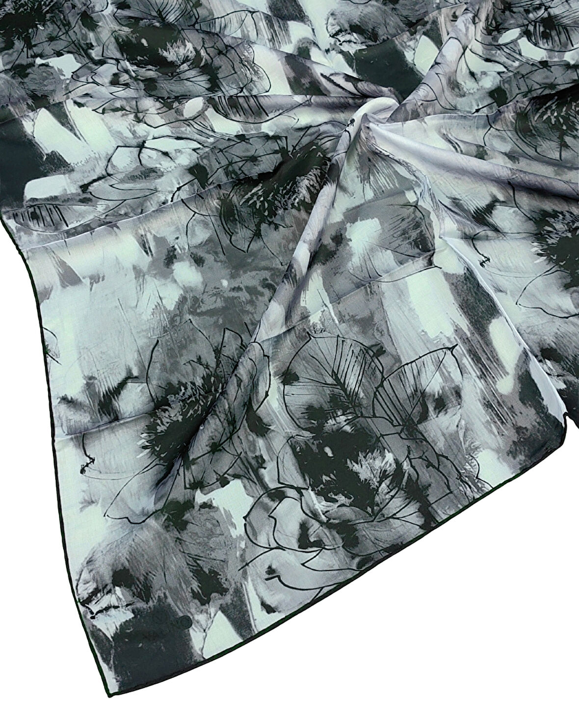 Valino Çiçek Desenli Şifon Eşarp – 90x90 cm